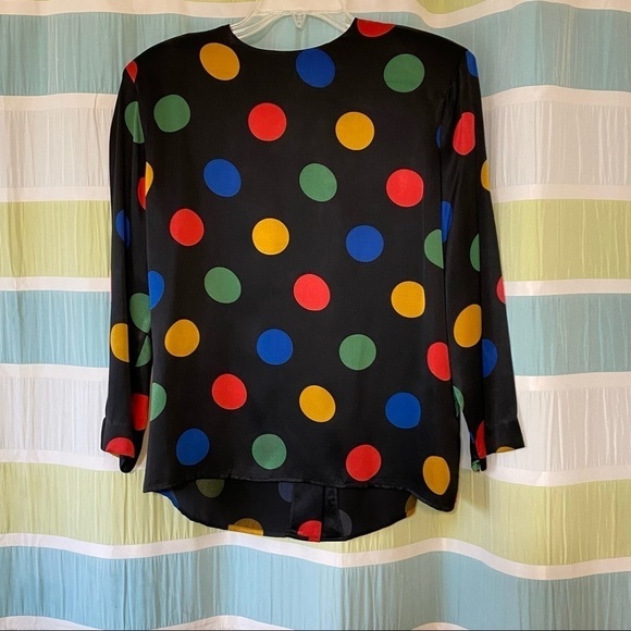 Vintage Silk Polka Dot Roberto Quaglio Blouse Sz 38 Small - Picture 10 of 10